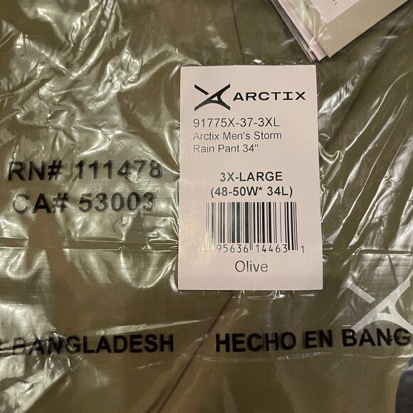 Arctix Men's Waterproof Storm Rain Pant, Olive  3X 34Length - Picture 16 of 16